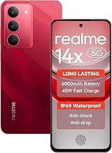 realme 14X Smartphone 5G 6GB RAM 128GB ROM 6.67" HD+ Display 120Hz 45W Fast Charge IP69 Waterproof 50MP Camera Support Fingerprint GPS WiFi Bluetooth Red