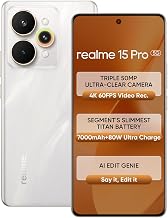 realme 15 Pro 5G Smartphone 8+256GB Silver,4K 60FPS,144Hz HyperGlow 4D Curve Display,7000mAh Battery,80W SuperVOOC, Camera Triple 50MP, Snapdragon 7 Gen 4, IP69