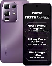 Infinix Note 50x 5G+ (Enchanted Purple, 6GB RAM, 128GB Storage) | MediaTek D7300 Ultimate | 90FPS BGMI Gaming | 5500mAH Battery with 45W FastCharge | 650K+ AnTuTu AI