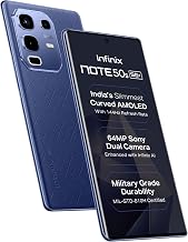 Infinix Note 50s 5G+ (Marine Drift Blue, 6GB RAM, 128GB Storage) | Slimmest 3D Curved 144Hz AMOLED Display | 5500mAH Battery | Dual Speakers by JBL | 90FPS BGMI | 64MP Sony Camera