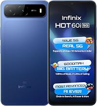 Infinix HOT 60i 5G (Shadow Blue, 4GB RAM, 128GB Storage) | True 5G (Works On Jio, Vi, Airtel)|6000mAh Biggest Battery|Most Advanced Infinix AI-AI Eraser,Circle to Search (Without Offers)