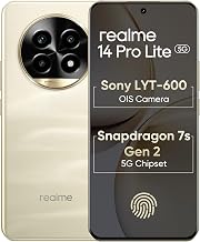 realme 14 Pro Lite 5G Smartphone 8GB+128GB Gold, 6.7 inch Screen, 120Hz Curved Vision Display, 5200mAh Battery, 45W Ultra Charge, 92MP Cameras, Snapdragon® 7s Gen 2 5G Chipset, IP65